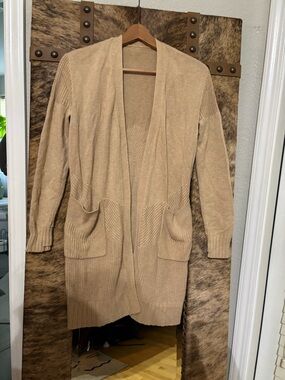 Lululemon Neutral Tan Open-Front Women's Cardigan Sweater Sz 4
